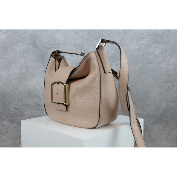 Kate Spade Buckle Small Hobo Shoulder Bag‎ Dusty Pink Leather Satchel Purse - Picture 5 of 9